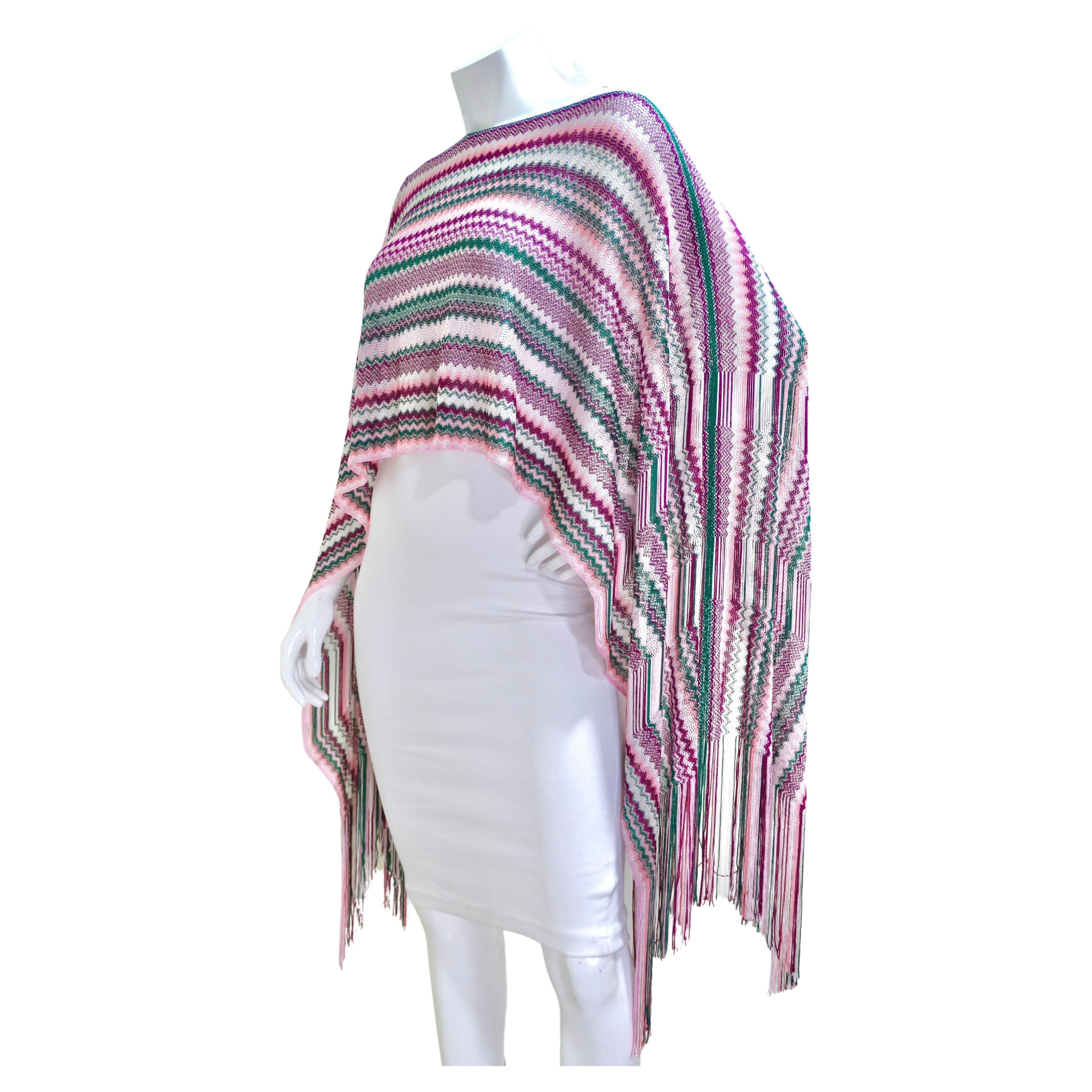 Missoni Multicolour Knit Cropped Poncho For Sale