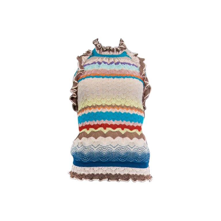 MISSONI multicolour Knit Halter Tank Top Sleeveless Shirt 38 XS
