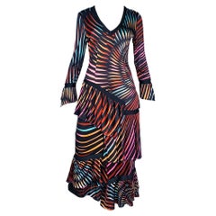 Missoni multicolour printed asymmetric draped ruffled dress with swirl stripes