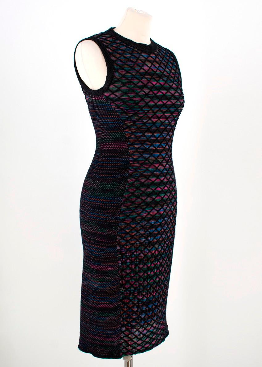 Missioni Multicoloured Knit Dress

- Crew neckline
- Sleeveless
- Bodycon style
- Illusion side panelling
- Multicoloured knit with black knitted overlay
- Black trims

Approx
Measurements are taken laying flat, seam to seam. 

Length: 95cm
Waist: