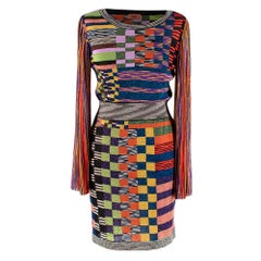 Missoni Multicoloured Lurex Knit Fitted Dress with Pleated Sleeves - Size US 2