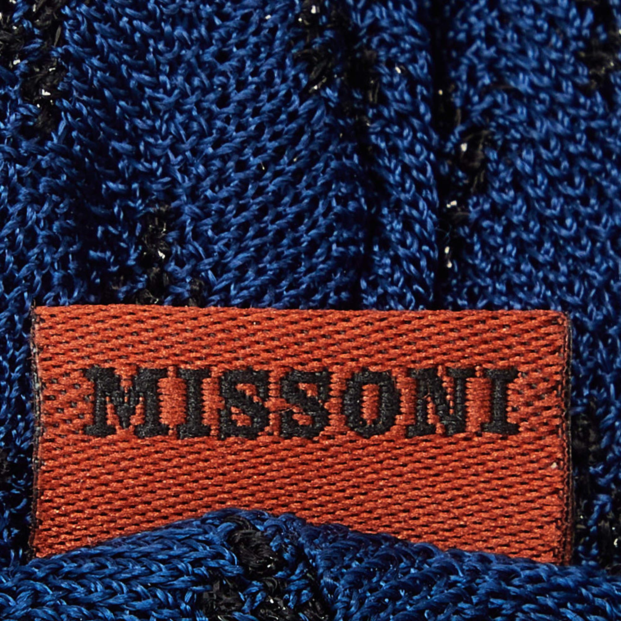 Missoni Navy Blue Knit Wide Headband For Sale 1