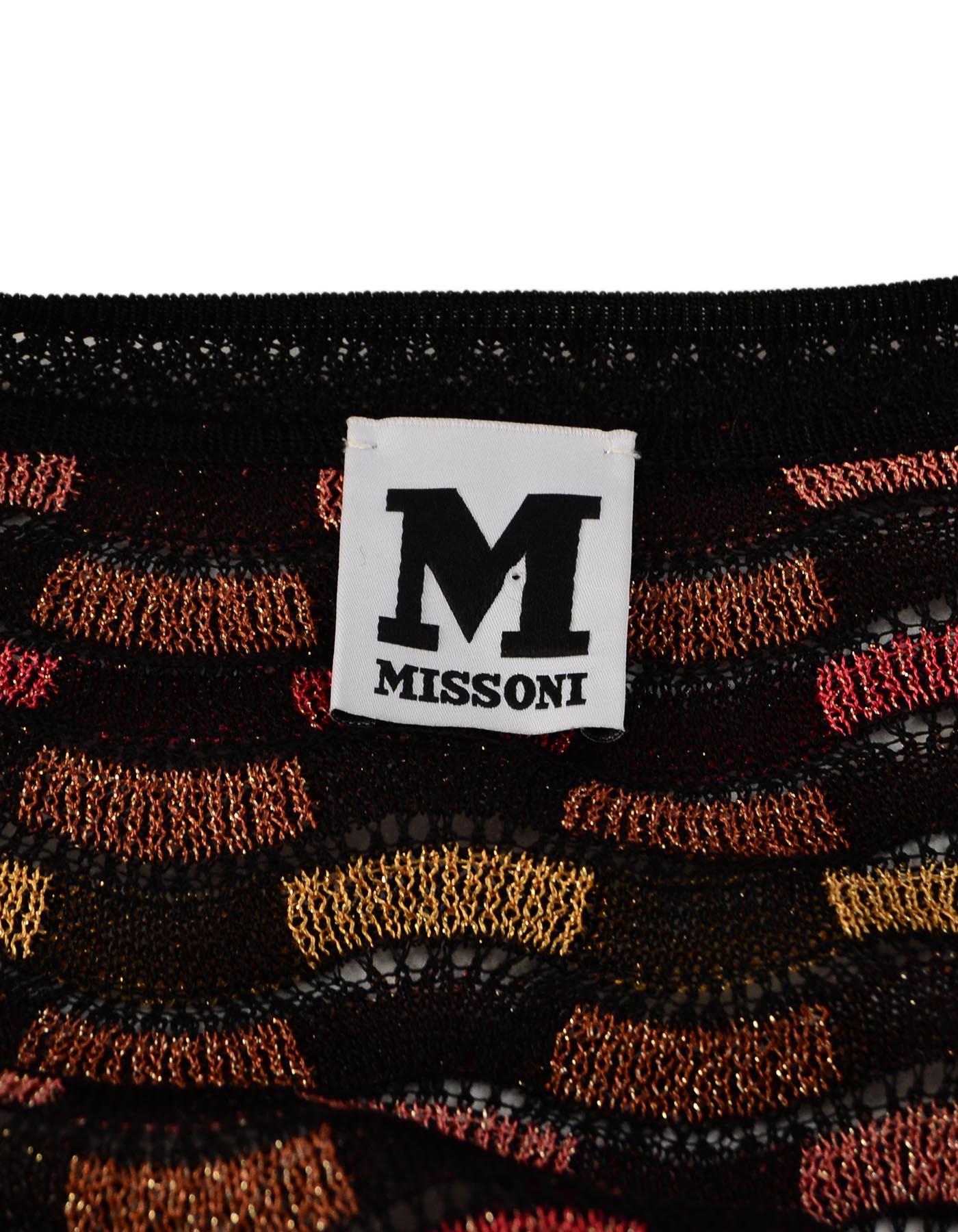 Missoni NWT schwarz/mehrfarbig kariertes langärmeliges Strickkleid mit Slip, Gr 40 im Zustand „Neu“ im Angebot in New York, NY