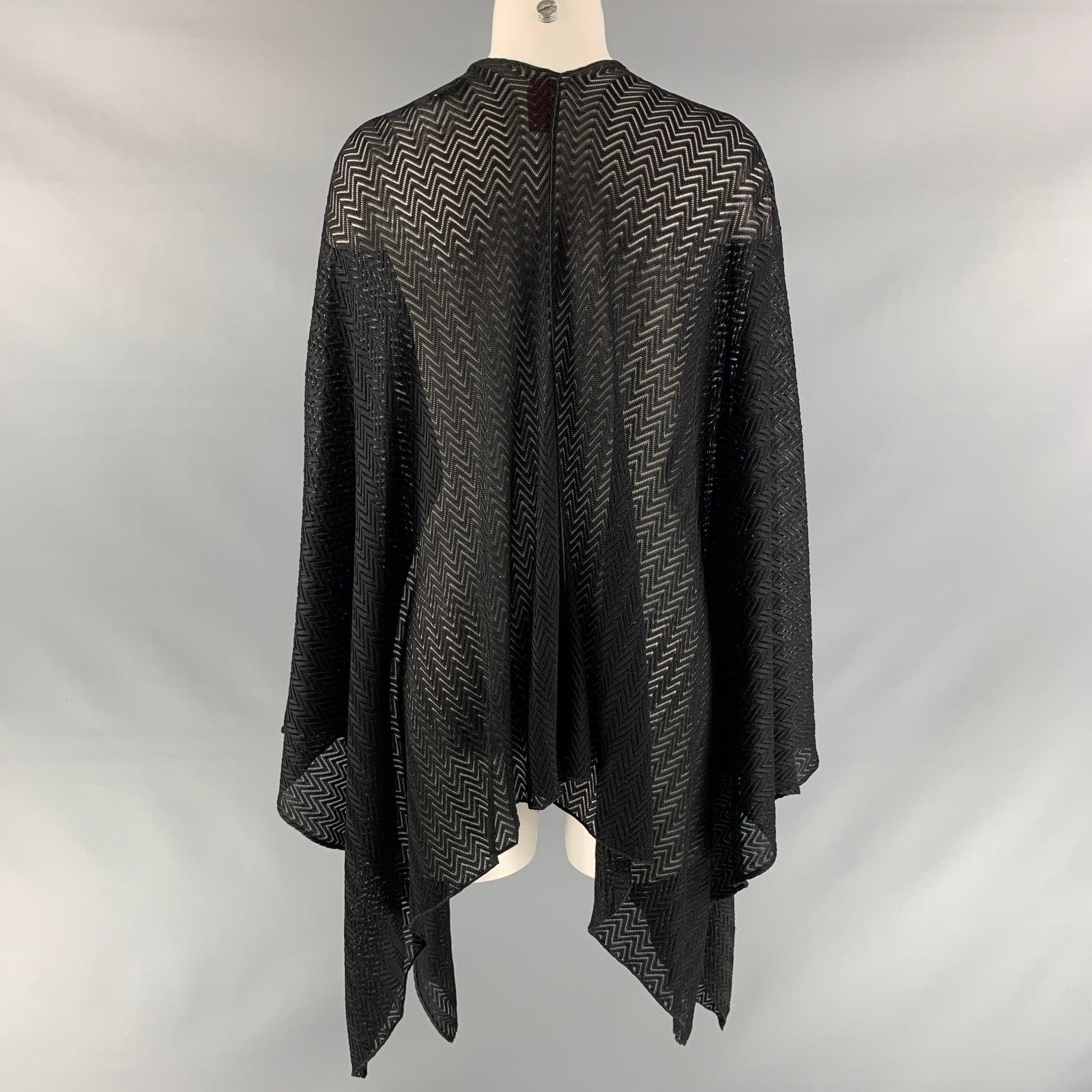 MISSONI  One Size Black Herringbone Open Front Cardigan In Good Condition For Sale In San Francisco, CA