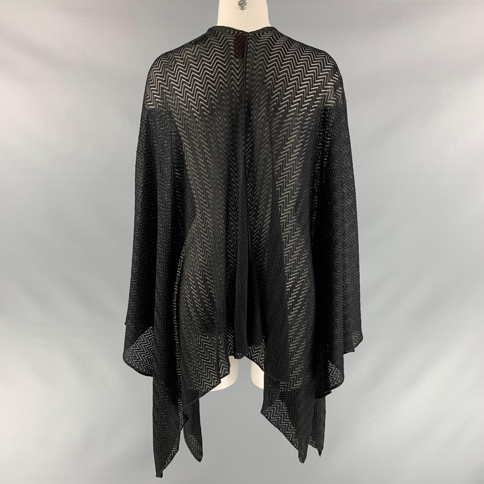 MISSONI One Size Black Herringbone Open Front Cardigan In Good Condition In San Francisco, CA