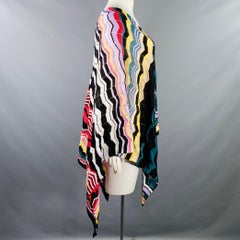 MISSONI One Size Multi Color Cotton Blend Zig Zag Shawl Casual Top