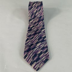MISSONI One Size Purple Grey Black Abstract Silk Tie