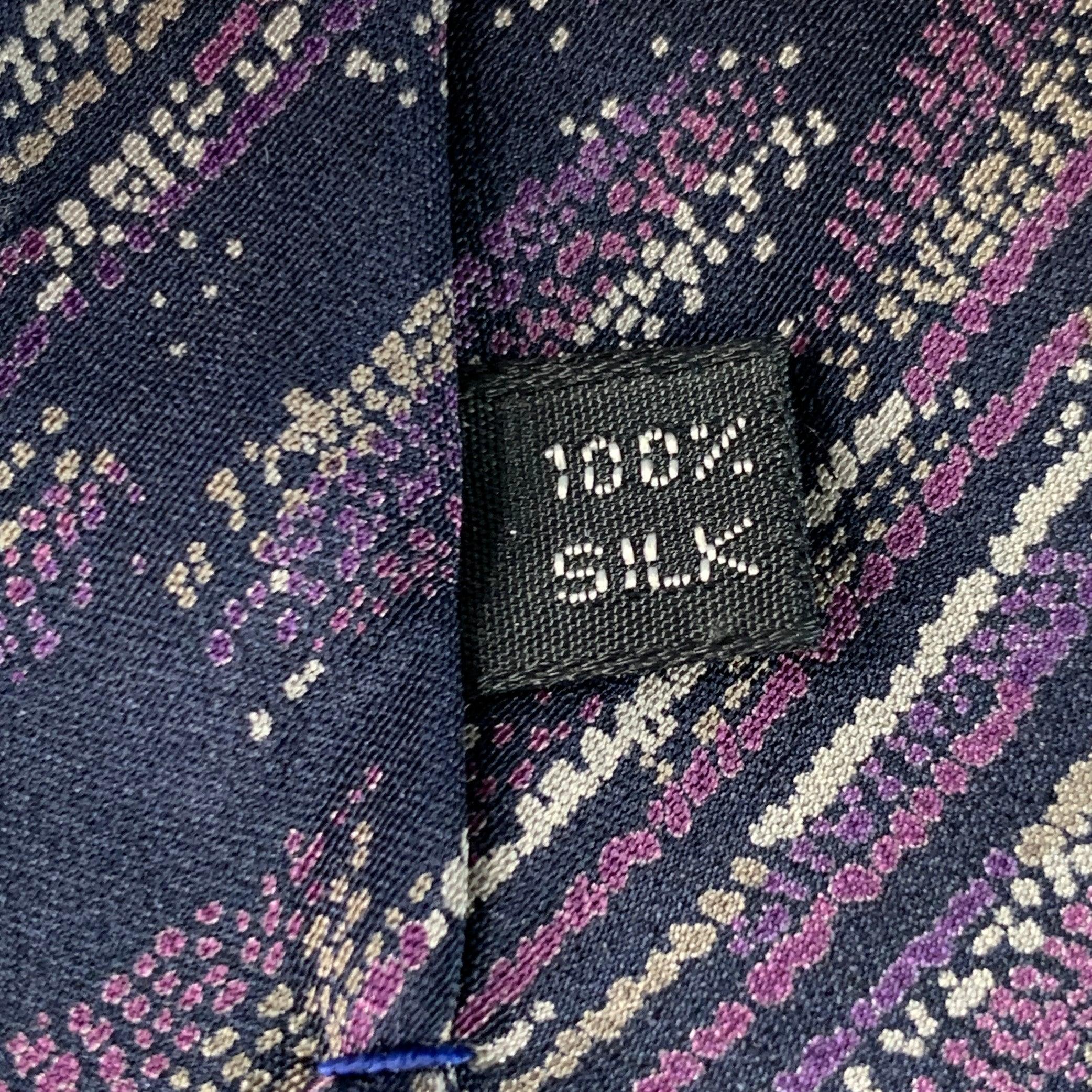 Uomo Missoni, cravatta in seta astratta viola, grigia e nera in taglia unica in vendita