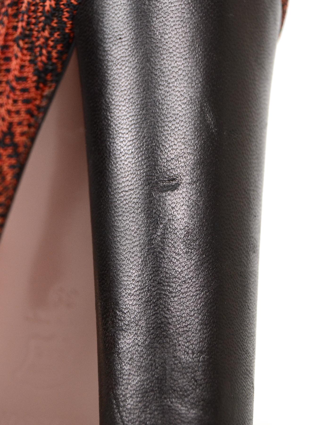 Missoni Orange/Black Knit/Leather Cap Toe Heels sz 39 5