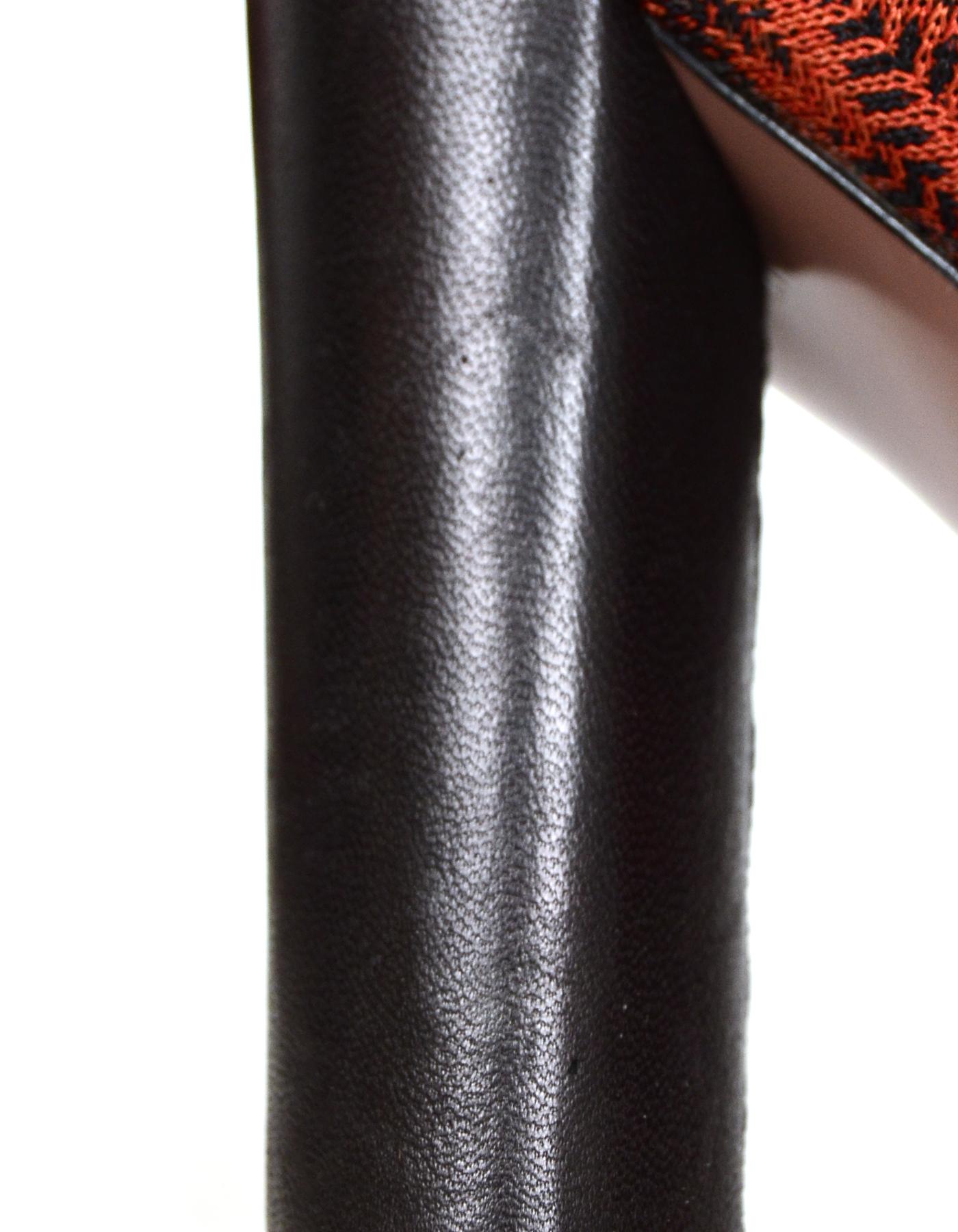 Missoni Orange/Black Knit/Leather Cap Toe Heels sz 39 6
