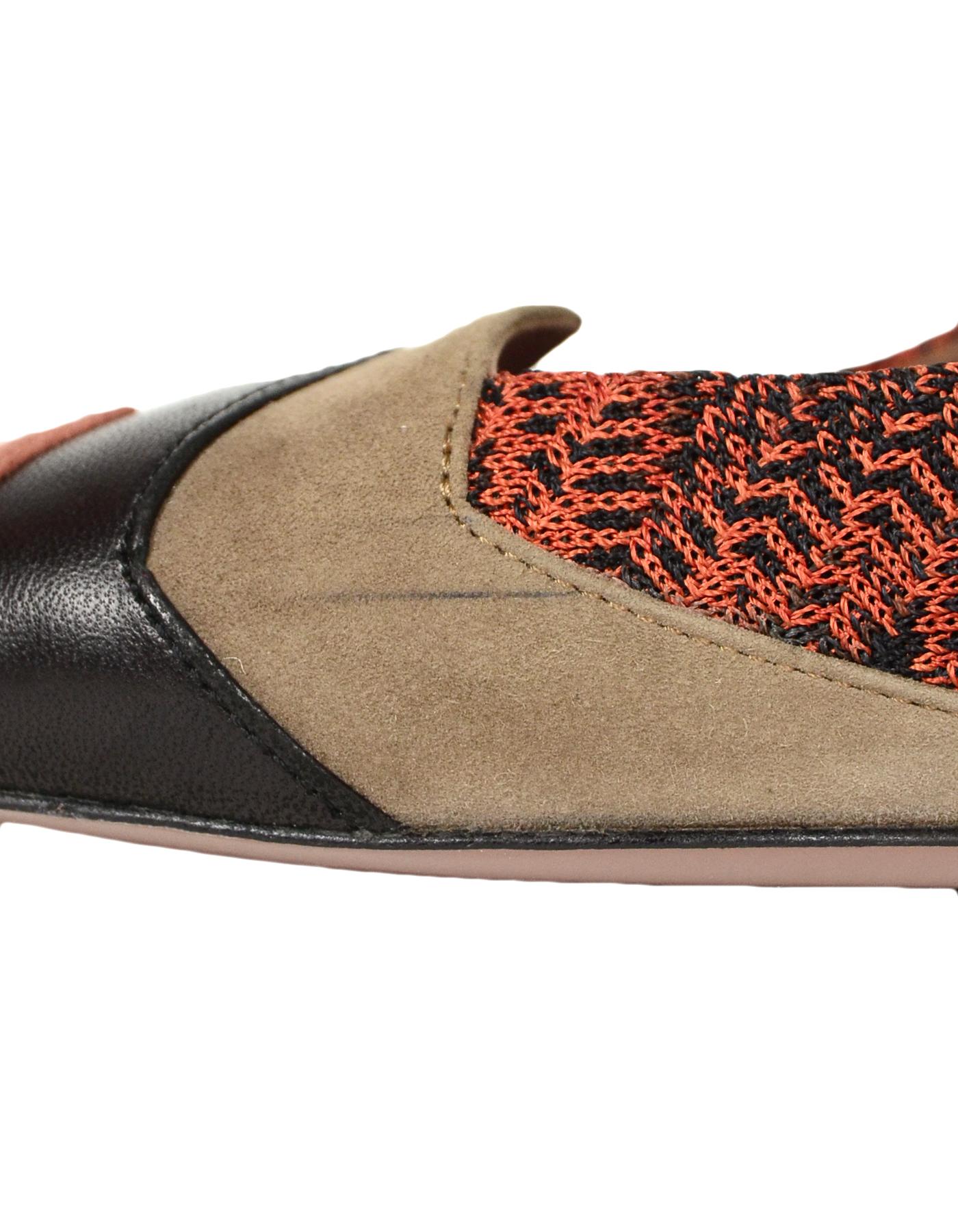 Missoni Orange/Black Knit/Leather Cap Toe Heels sz 39 1