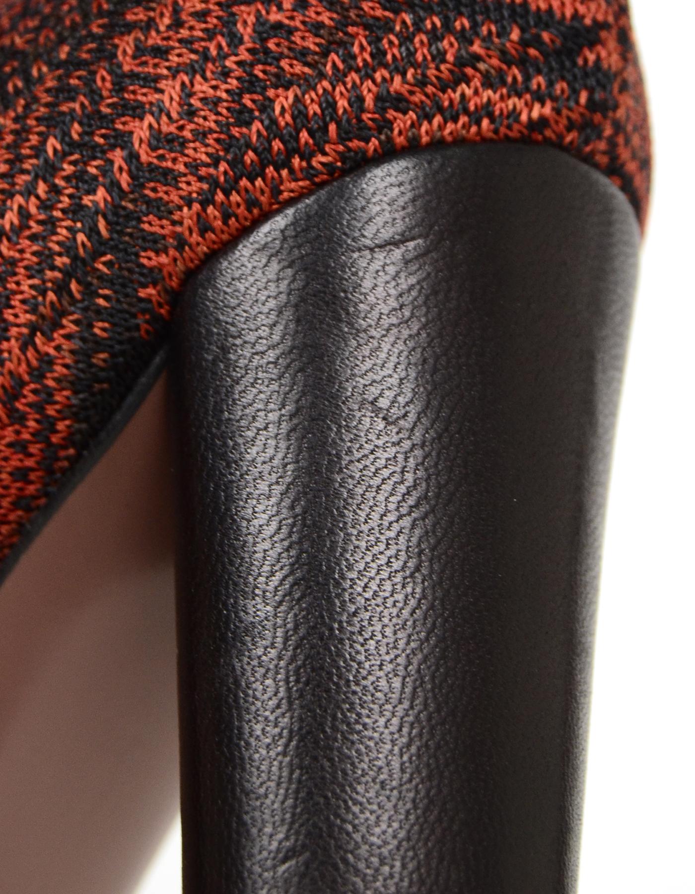 Missoni Orange/Black Knit/Leather Cap Toe Heels sz 39 3