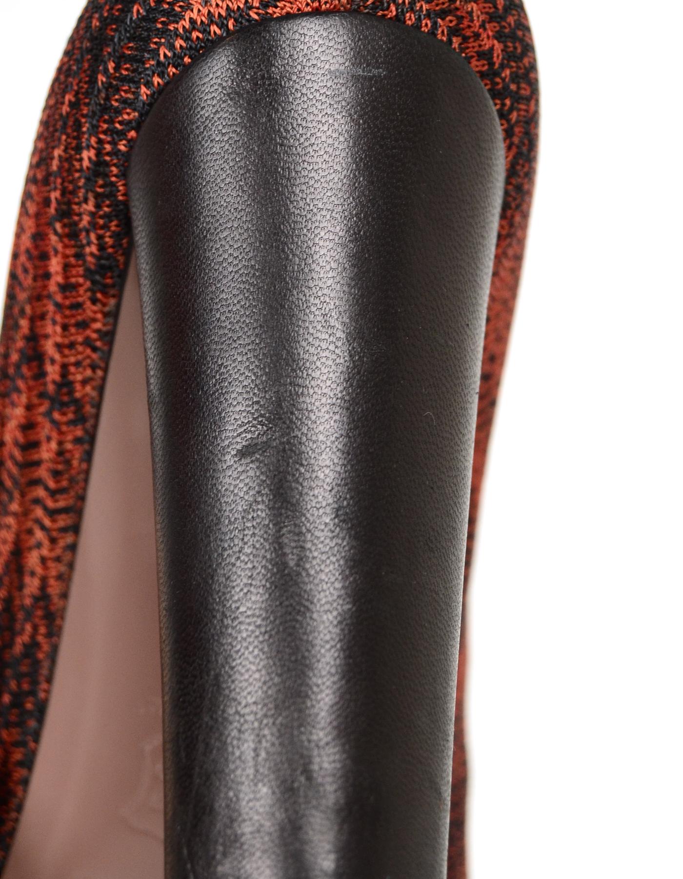 Missoni Orange/Black Knit/Leather Cap Toe Heels sz 39 4