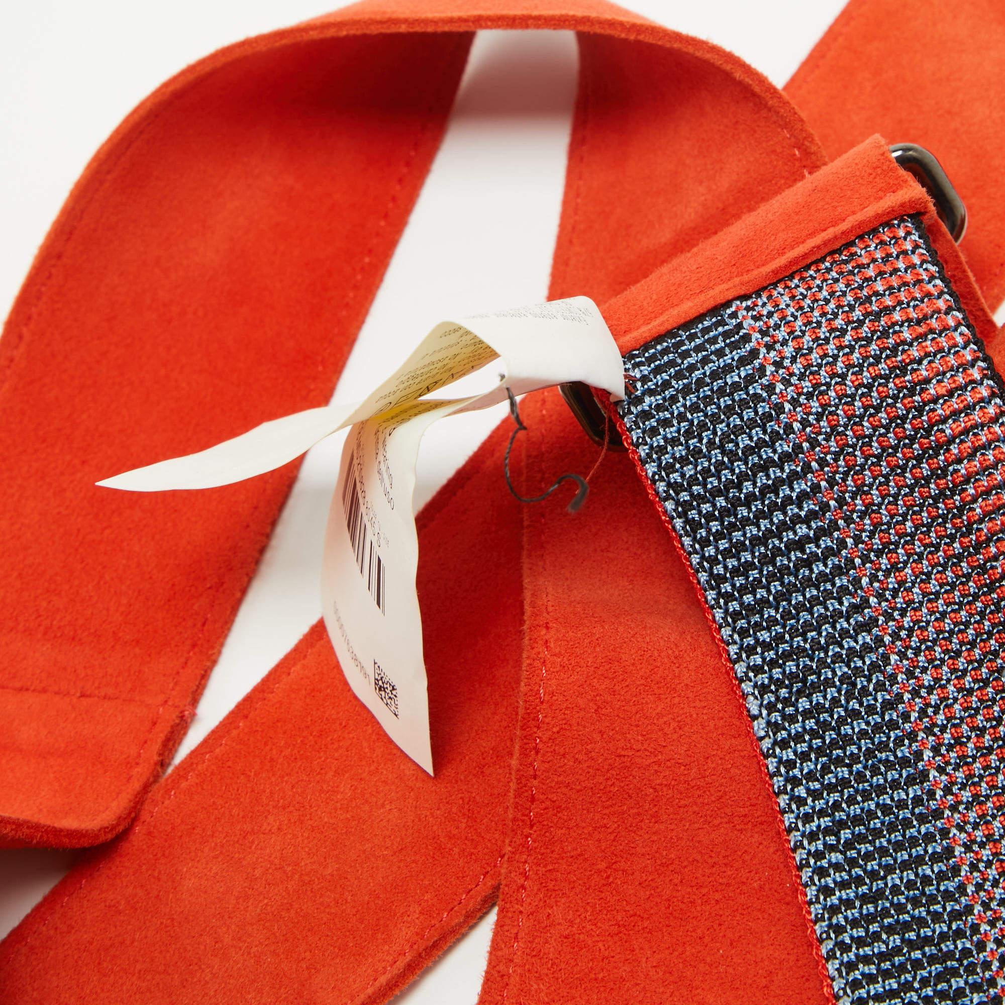 Missoni Orange/Blue Suede and Elastic Waist Belt S In Good Condition For Sale In Dubai, Al Qouz 2