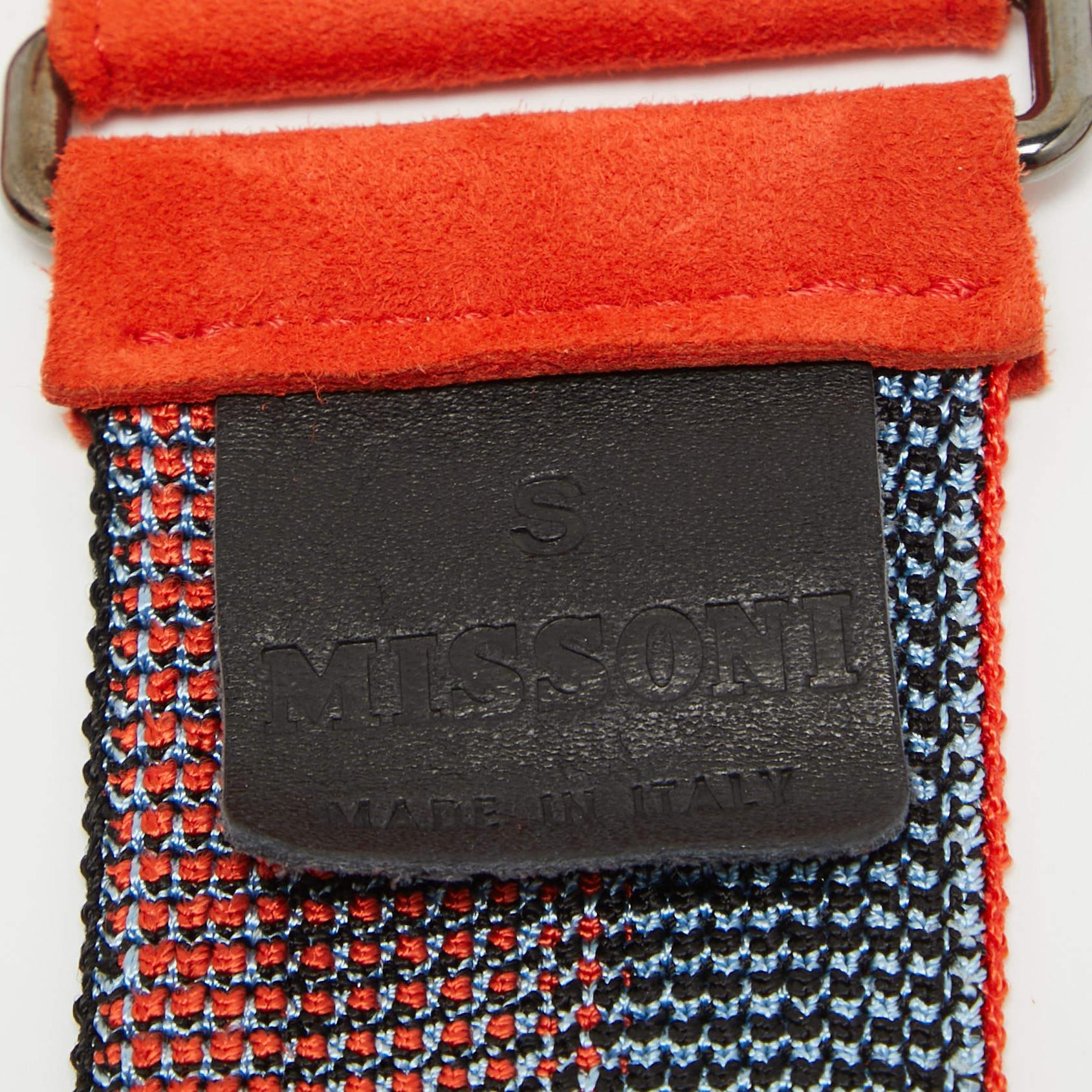 Women's Missoni Orange/Blue Suede and Elastic Waist Belt S For Sale