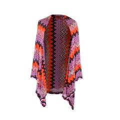 Missoni Orange & Fuchsia Chevron Knit Draped Cardigan - US 4