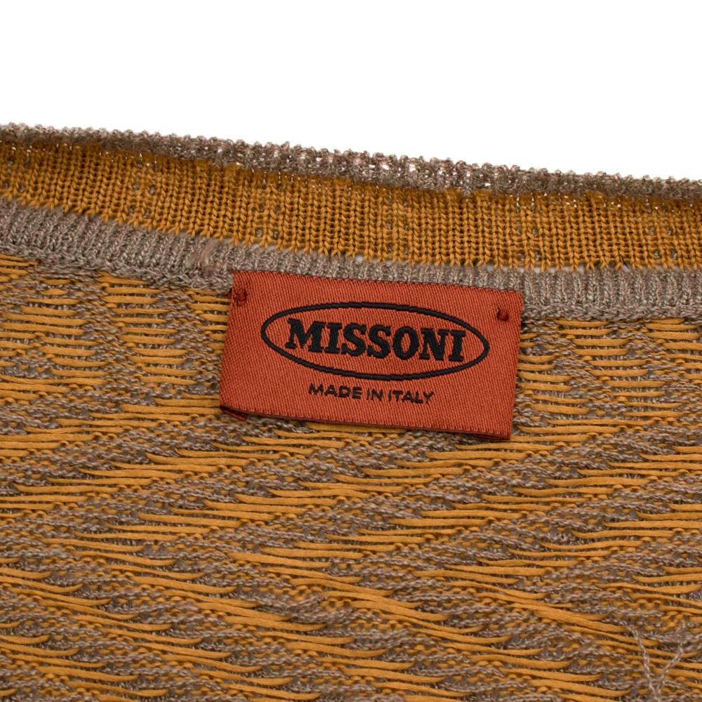 Missoni Orange/Grey Embroidered Knit V-Neck Jumper - Size US 14 For Sale 4