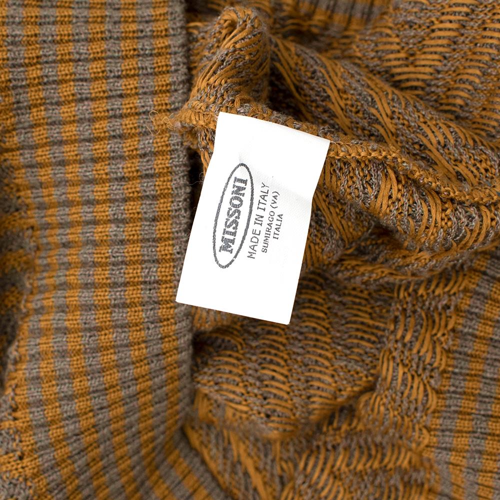 Missoni Orange/Grey Embroidered Knit V-Neck Jumper - Size US 14 In Good Condition For Sale In London, GB