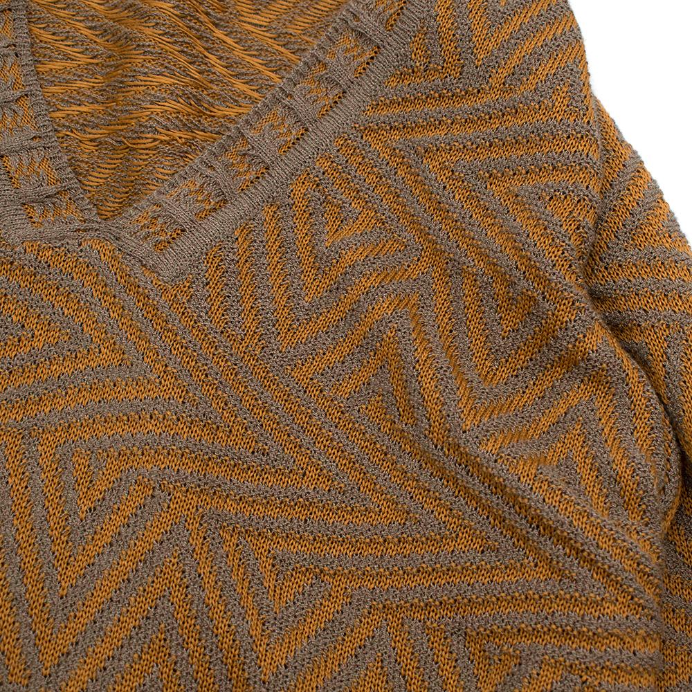 Missoni Orange/Grey Embroidered Knit V-Neck Jumper - Size US 14 For Sale 2