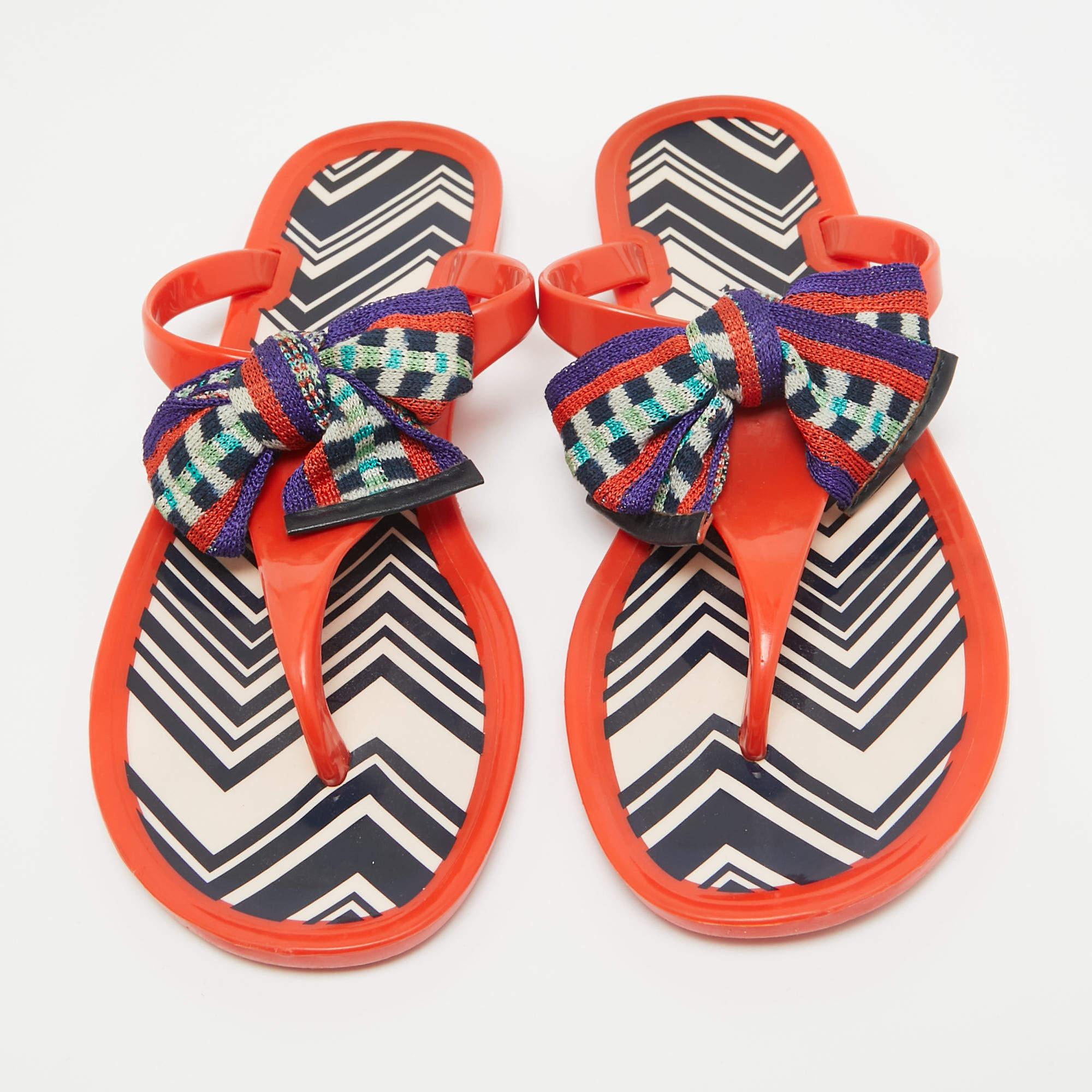 Arancia Missoni - Sandali piatti con fiocco di gelatina arancione - Taglia 37