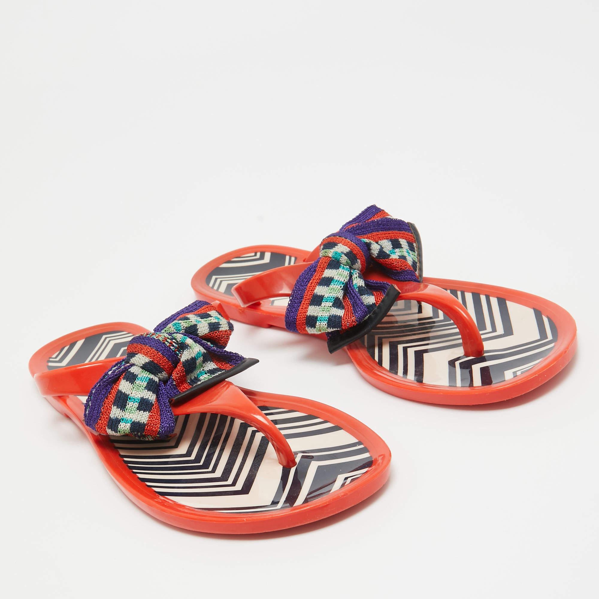 Missoni - Sandali piatti con fiocco di gelatina arancione - Taglia 37 In condizioni buone a Dubai, Al Qouz 2