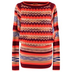 Orangefarbener Multi-Knit Longline-Pullover von Missoni - Geschätzte Größe S