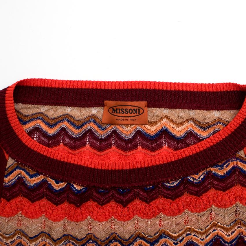 Pink Missoni Orange Multi-Knit Longline Jumper - Estimated Size S For Sale