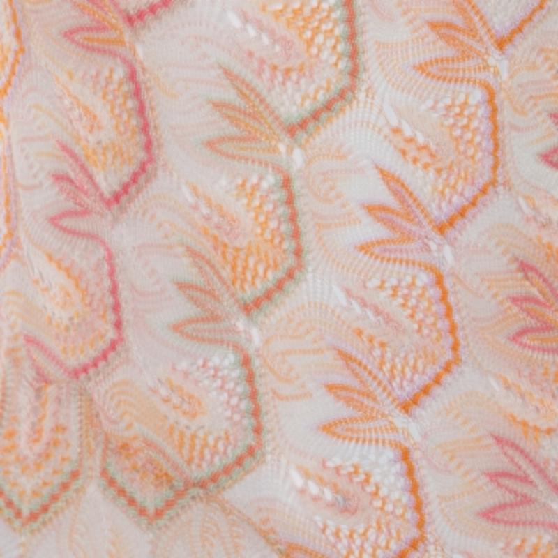 Orange gemustertes gestricktes Stretch-Strick-Tankkleid mit Pantoletten von Missoni S (Beige) im Angebot