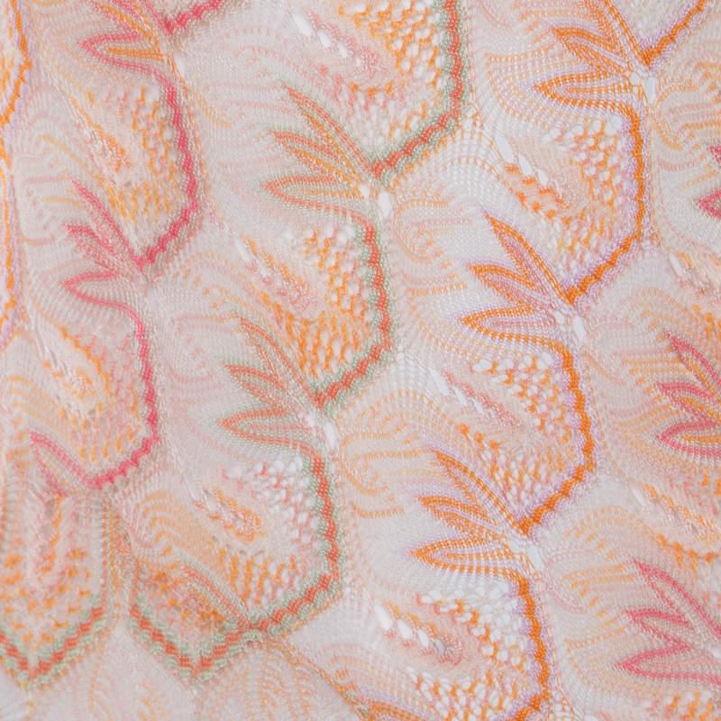 Missoni Orange Patterned Stretch Knit Paneled Tank Dress S In Good Condition In Dubai, Al Qouz 2