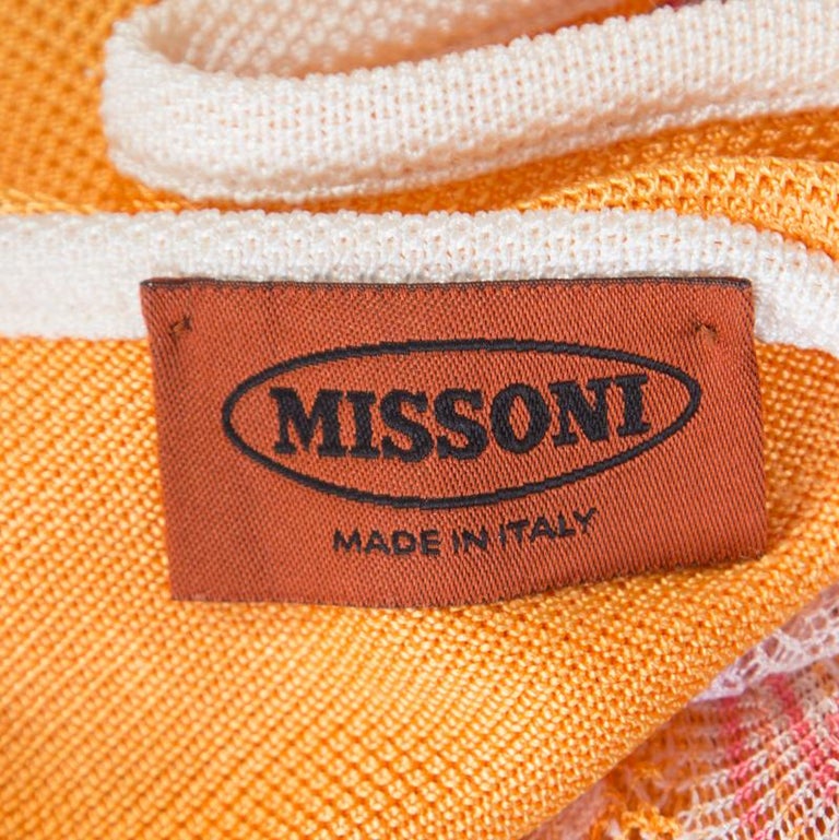 Missoni Orange Patterned Stretch Knit Paneled Tank Dress S For Sale at ...