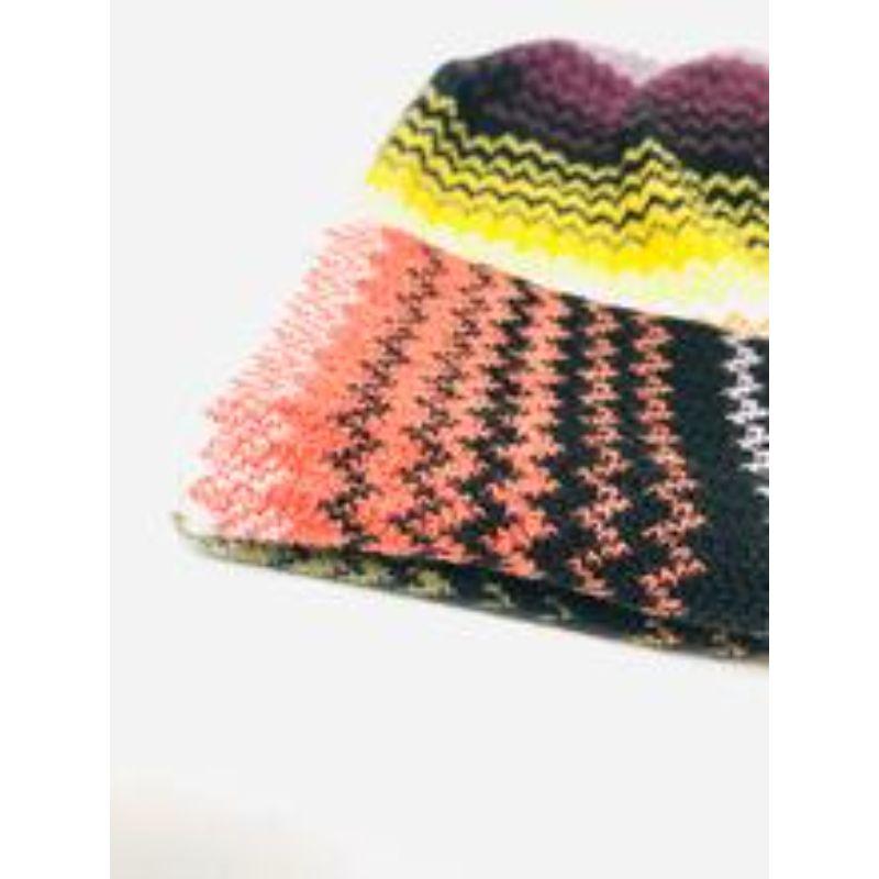 Women's or Men's Missoni Orange Peach Burgundy Black Wool Knit Hat  For Sale