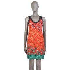 MISSONI orange rayon EMBROIDERED CROCHET KNIT Sleeveless Dress 40 S