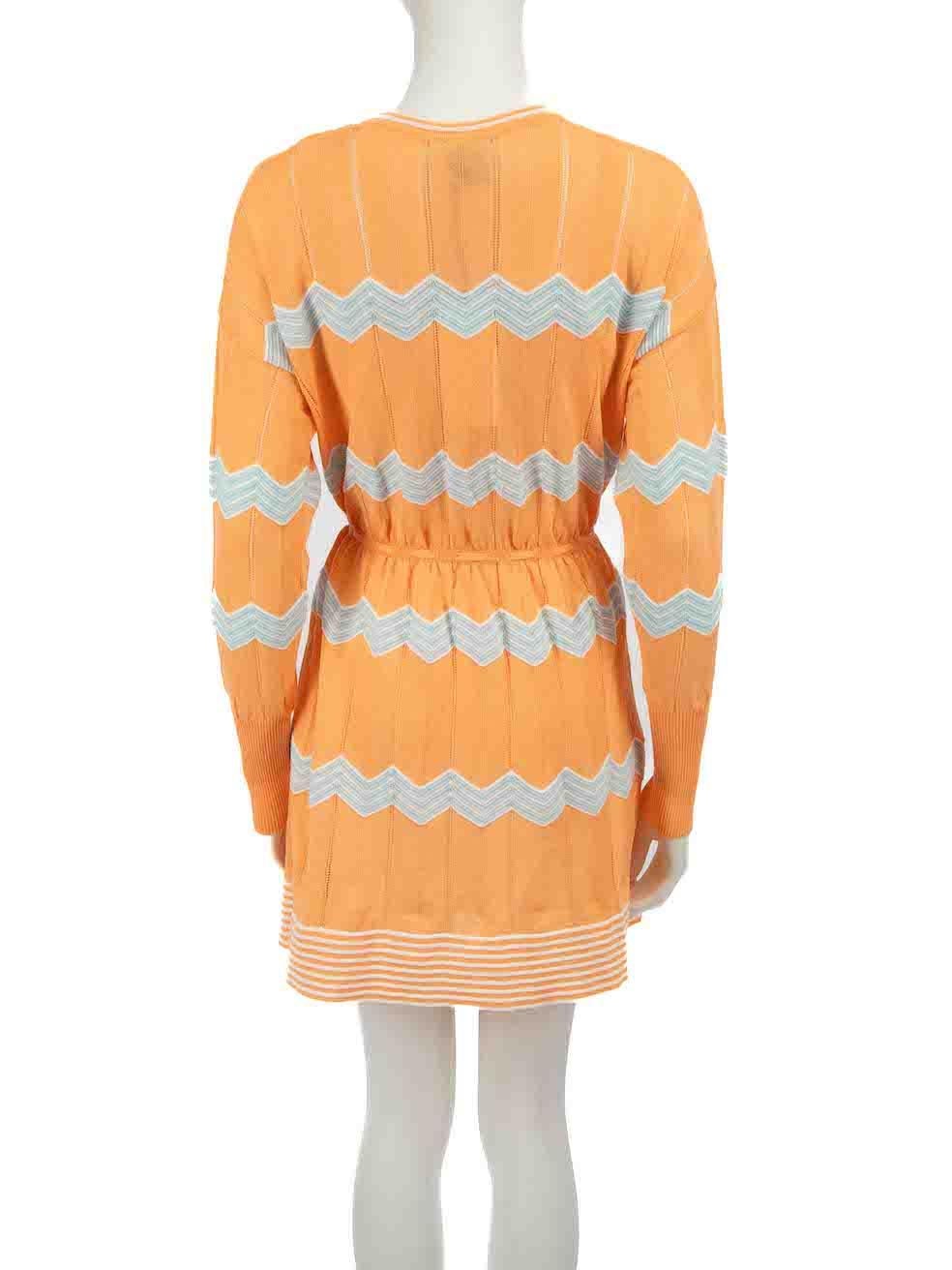 Missoni Orange Zigzag Pattern Dress Size XS In Good Condition For Sale In London, GB