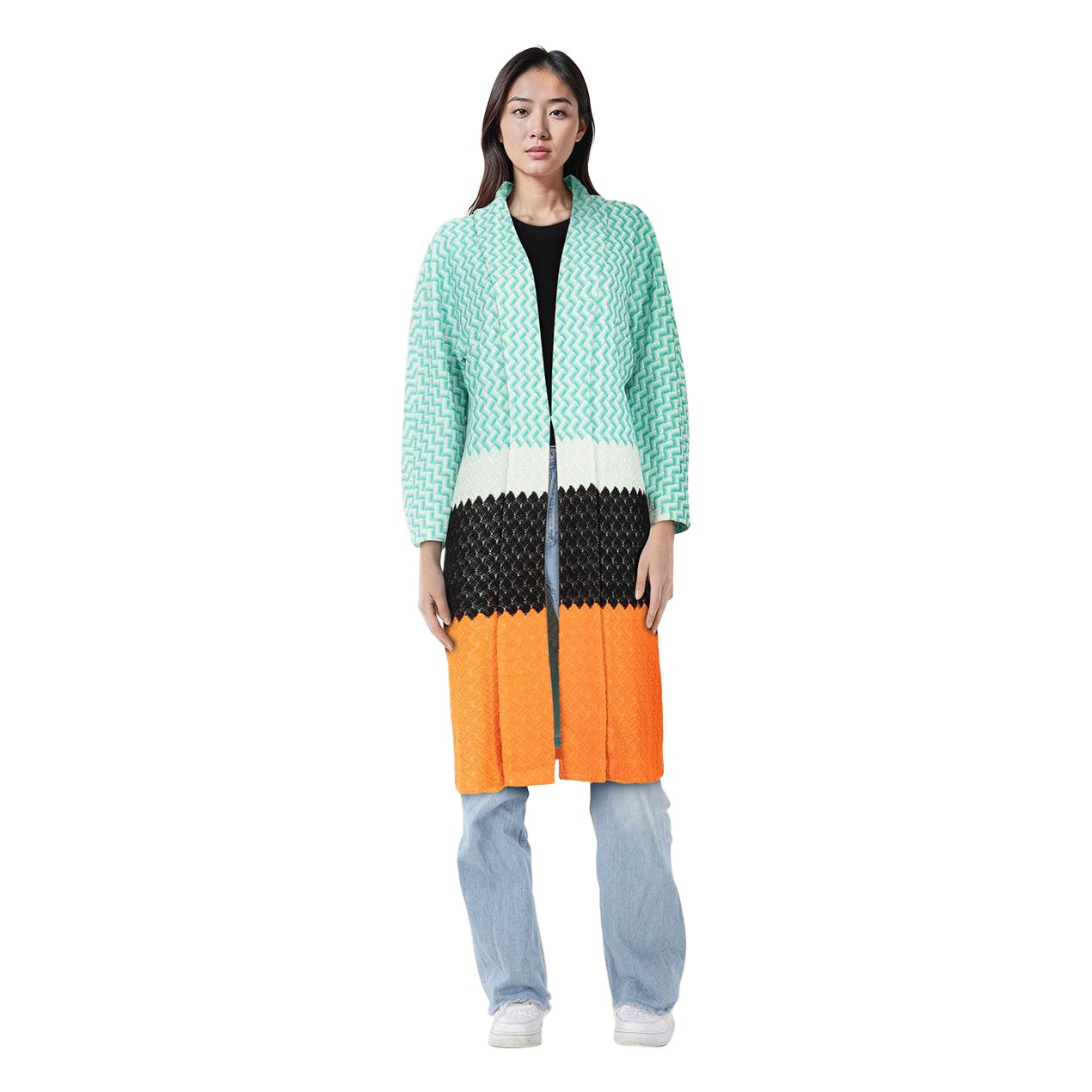 Missoni Panelled Knitted Long Cardigan Size L