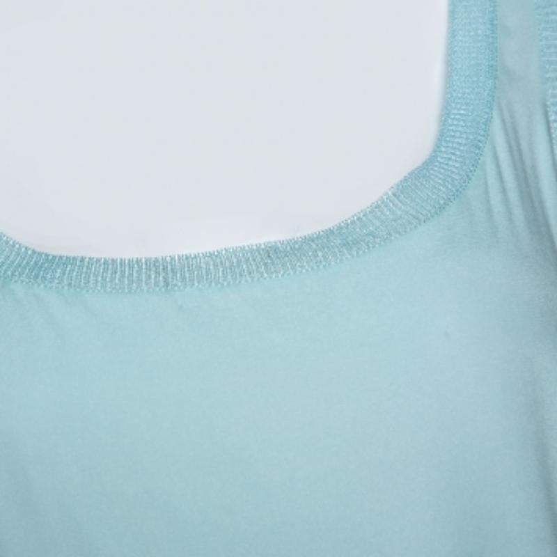 Missoni Pastel Blue Silk & Knit Sleeveless Scoop Neck Top M Bon état - En vente à Dubai, Al Qouz 2