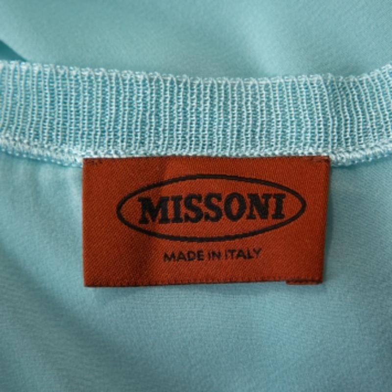 Missoni Pastel Blue Silk & Knit Sleeveless Scoop Neck Top M Pour femmes en vente