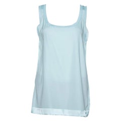 Missoni Pastel Blue Silk & Knit Sleeveless Scoop Neck Top M
