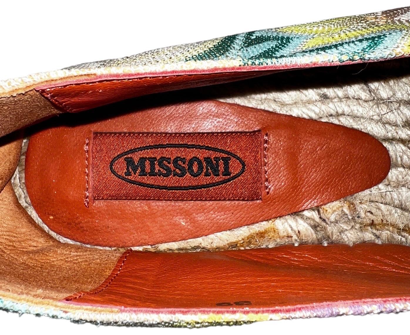 MISSONI Pastels Crochet Knit Canvas Espadrilles Flats Shoes 39 For Sale 2