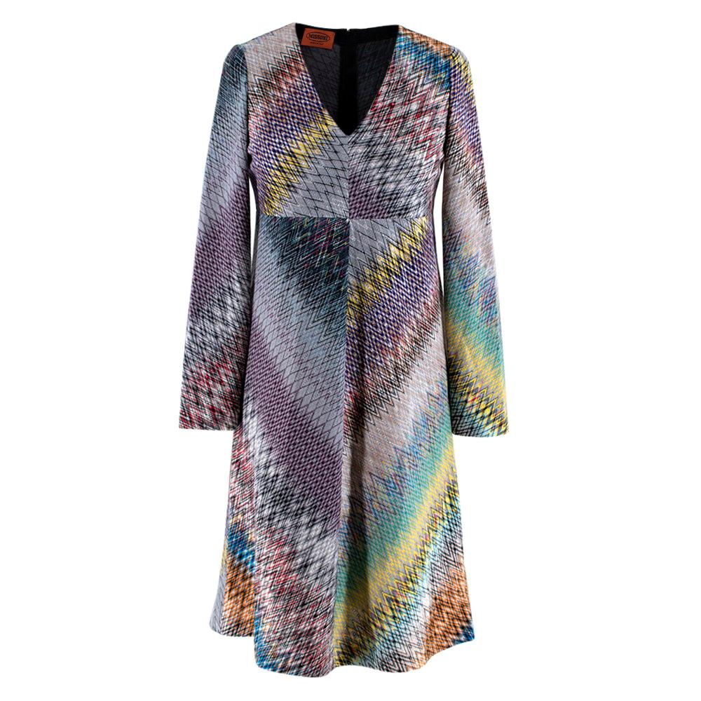 Missoni Patterned Paneled Long Sleeve Knit Dress - Size US 6 For Sale