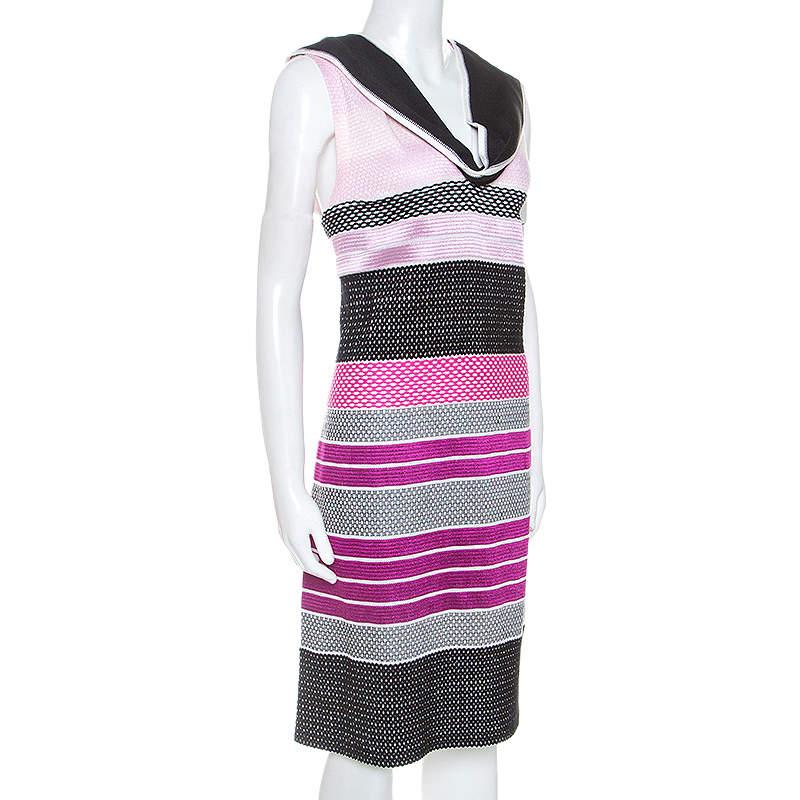Missoni Pink and Black Knit Sleeveless Dress M In Good Condition For Sale In Dubai, Al Qouz 2