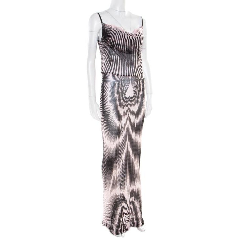 Missoni Pink and Black Patterned Sheer Knit Sleeveless Maxi Dress M For ...