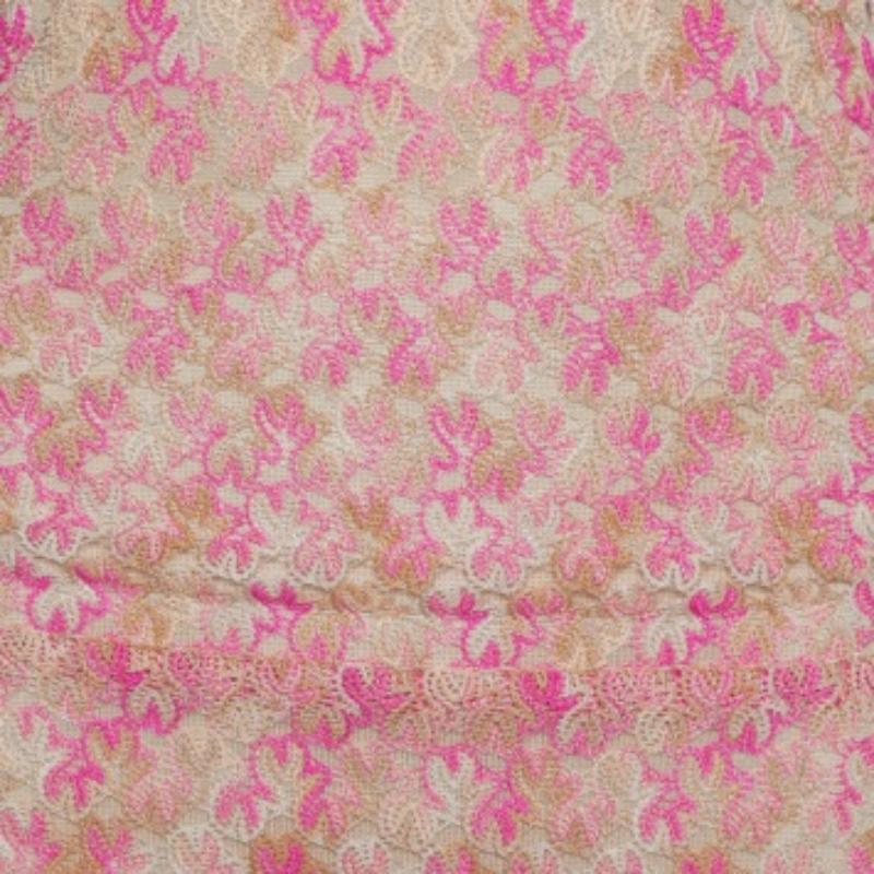 Missoni Pink & Beige Knit Ruched Sleeveless Midi Dress M In Good Condition For Sale In Dubai, Al Qouz 2