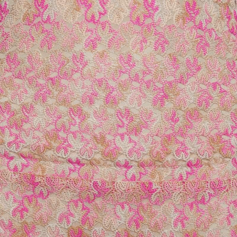 Women's Missoni Pink & Beige Knit Ruched Sleeveless Midi Dress M