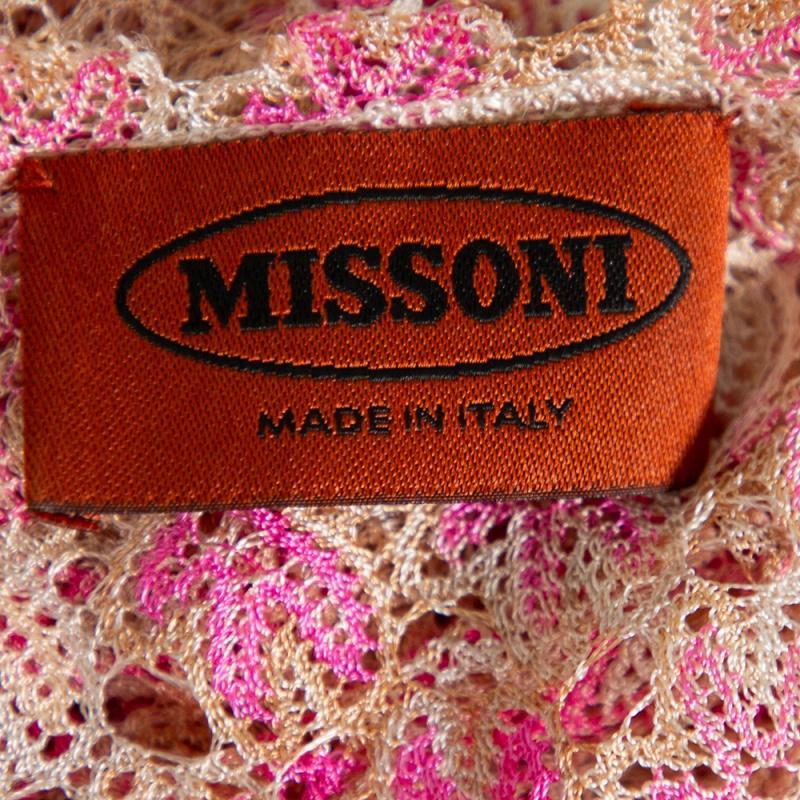 Women's Missoni Pink & Beige Knit Ruched Sleeveless Midi Dress M