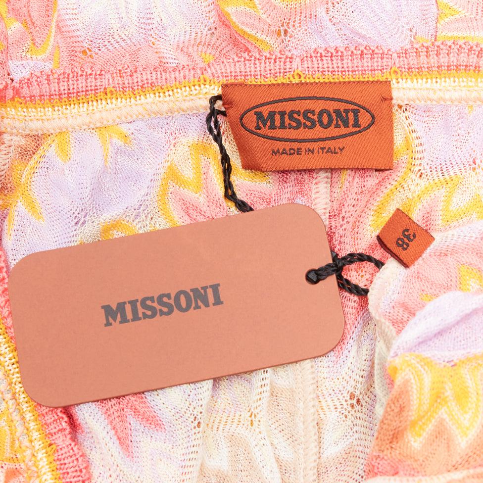 MISSONI pink cotton chevron zigzag knit V neck cap sleeve mini dress IT38 XS For Sale 4