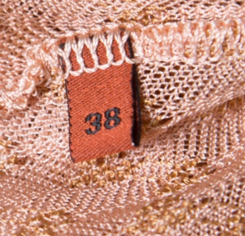 Beige Top sans manches Missoni rose brodé en tricot perforé S en vente