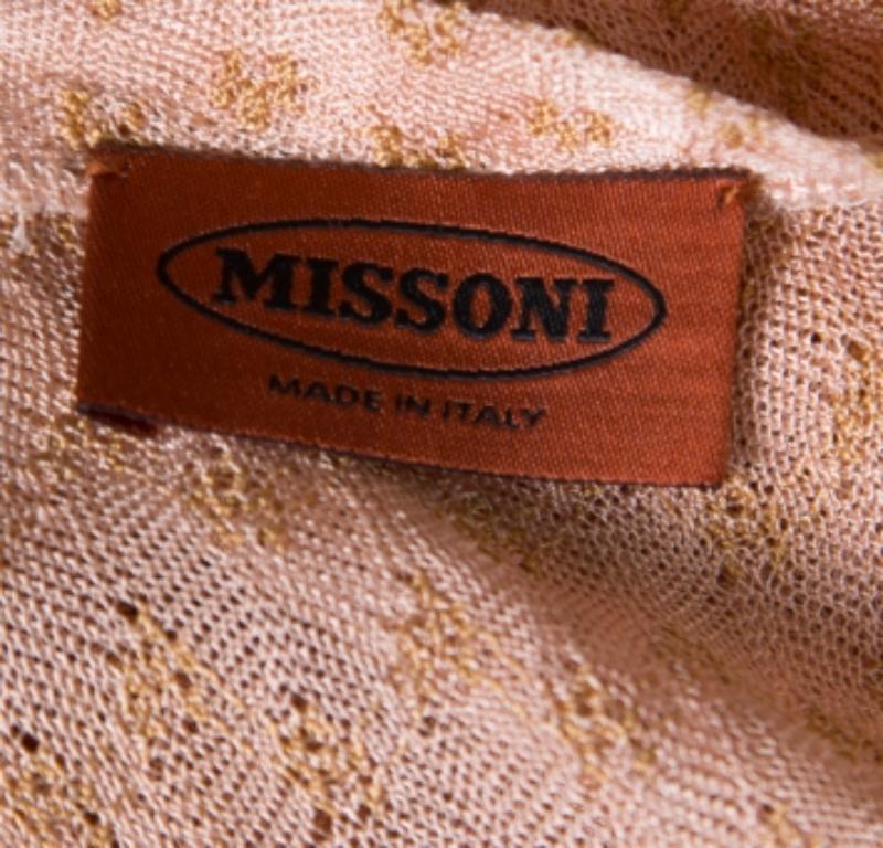 Top sans manches Missoni rose brodé en tricot perforé S Pour femmes en vente