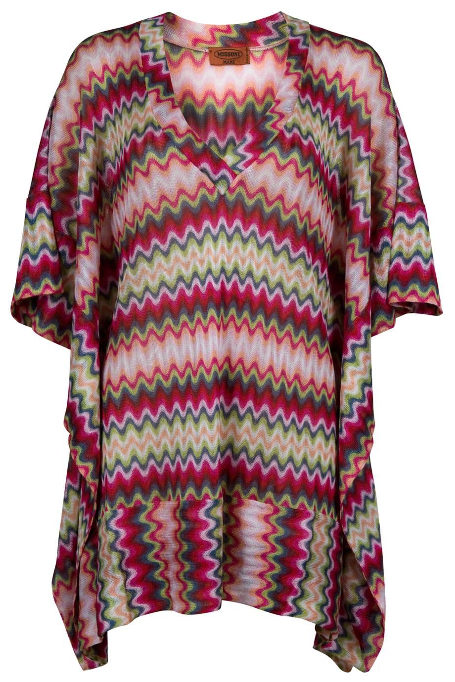 Women's NEW Missoni Pink Knit Chevron Kaftan Tunic Dress Cover Up 42