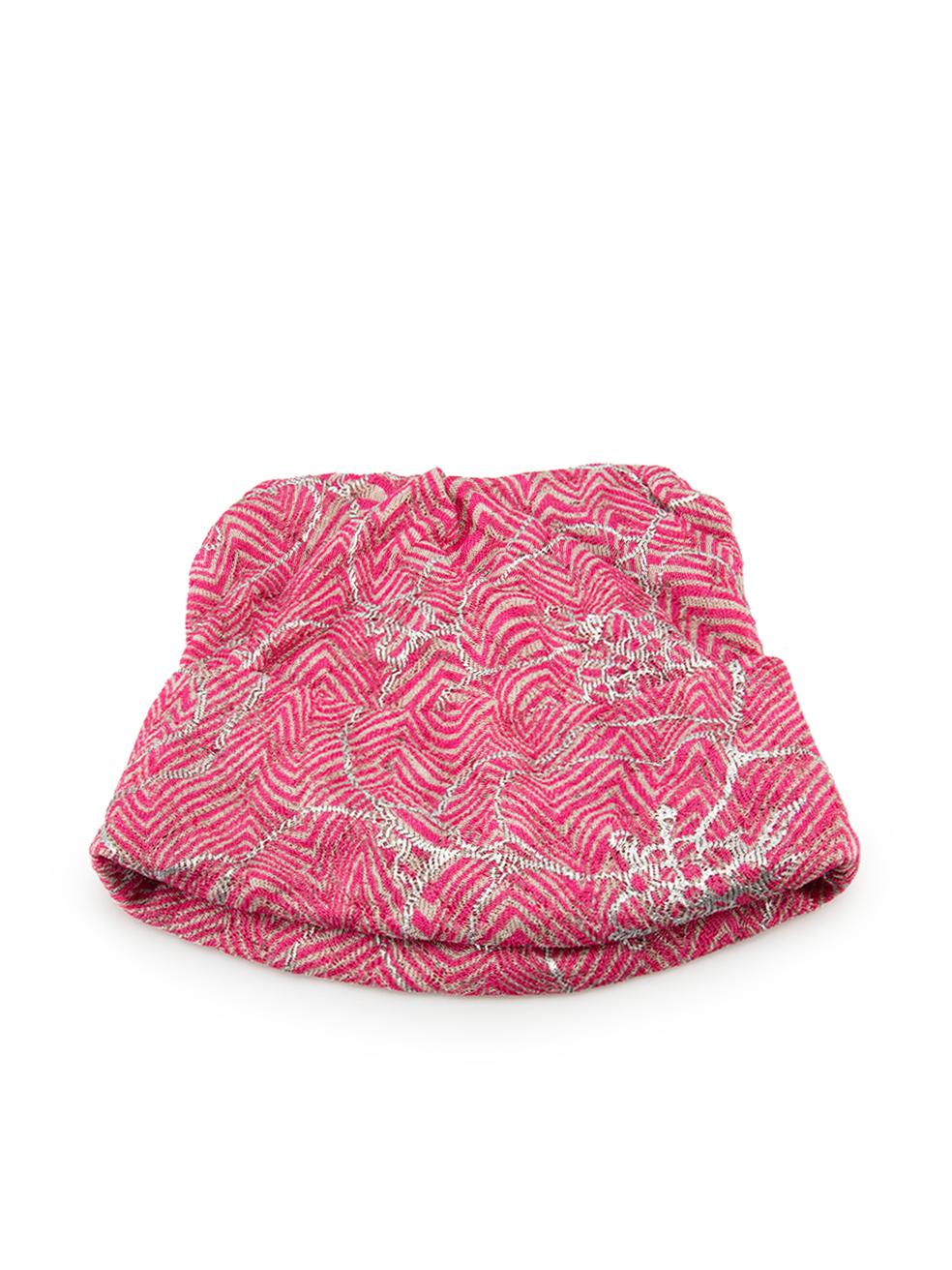 Missoni Pink Knitted Folded Edge Hat In Good Condition In London, GB