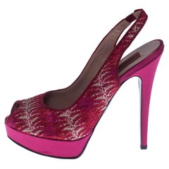 Missoni Pink Lace And Satin Peep Toe Slingback Platform Sandals Size 39